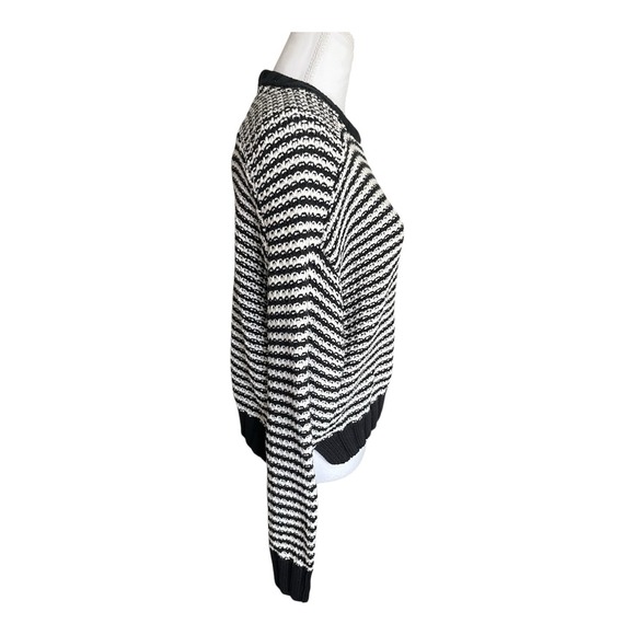 NWT $158 Evereve Pistola Adina Black White Stripe Knit Cotton Sweater Sz SMALL - Picture 10 of 16